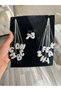 Stone-Encutured Bombed Letter N Necklace - Silver - 2