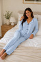 Women's Baby Blue Cotton Pajama Set Long Sleeve Bowknot Comfortable Home Wear Set - 6
