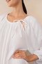 Organic Cotton Muslin Bohemian Midi Women's Nightgown - White, S - 3