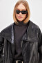 Faux Leather Jacket with Belted Waist - 6