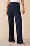 Women's Pointelle Pajama Bottoms - Navy Blue, XL - 4