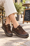 Women's Genuine Leather Brown Orthopedic Casual Shoes Vs 1953892 - 2