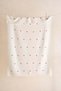 Organic Cotton Heart Embroidered Baby Blanket - Ivory - Red, 75 X 100 cm