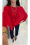 Ridra Red Rubber Sleeve Oversized Cape Knitwear - 2
