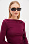 Side Draped Boat Neck Slim Fit Blouse - 3