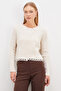 Knitwear Cardigan with Lace Collar and Hem - 2