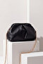 Women's Chain Strap Drawstring Detailed Soft Textured Clutch & Portfolio Hand and Shoulder Bag Urnasi Black - 6
