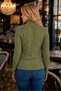 Women's Long Sleeve Italian Turtleneck Long Hair Braided Woven Detailed Ribbed Side Slit Stylish Casual Khaki Knitwear Sweater - 3