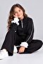 Girl's Black Tracksuit Set with Zippered Collar, Spanish Sleeves and Ruffles, Loose Fit - 3