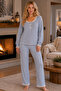 Raporlu Viscose Lace Long Sleeve Patterned Pajama Set - 2