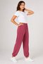 Relaxed Fit Double Pocket Jogger Draped Elastic Leg Pink Women's Sweatpants - 5