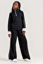 Girl's Black Tracksuit Set with Zippered Collar, Spanish Sleeves and Ruffles, Loose Fit - 5