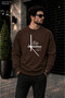 Men's Life Is Short Saat Mimarisi Graphic Printed Crew Neck Casual Regular Fit Sweatshirt