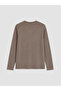 Brown Crew Neck Long Sleeve Men's Pajama Top - 6