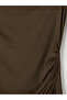 Brown Lace Detailed Asymmetrical Cut Blouse - 7