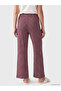 Brown Elastic Waist Striped Women's Pajama Bottoms - 4