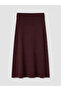 Burgundy Elastic Waist A-Line Knitwear Skirt - 5