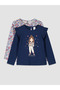 Navy Blue Patterned Girls' 2-Piece T-Shirt