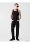 Black U-Neck Ribbed Combed Cotton Men's Undershirt - 2