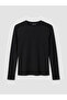 Black Ribbed Crew Neck Long Sleeve Women's Bodysuit - 5