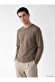 Brown Crew Neck Long Sleeve Men's Pajama Top