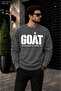 Men's Goat God over All Things Typographic Print Crew Neck Casual Regular Fit Sweatshirt