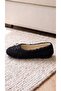 Women's Black Sherpa Furry Bowknot Casual Ballerinas 1 cm Byndsharp01 - 7