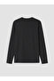 Black Crew Neck Long Sleeve Combed Cotton Men's T-Shirt - 7