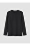 Black Crew Neck Long Sleeve Combed Cotton Men's T-Shirt - 5