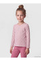 Pink Crew Neck Long Sleeve Striped Girls' T-Shirt