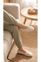 Women's Beige Sherpa Furry Bowknot Casual Ballerinas 1 cm Byndsharp01 - 2