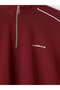 Burgundy Stand Collar Printed Men's Sweatshirt - 6