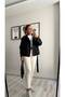 High Collar Buttoned Waist-Tied Black Trench Jacket - 6