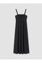 Black Square Neck Pleated Dress - 7