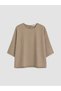 Brown Crew Neck Oversized Blouse - 5