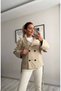High Collar Buttoned Waist-Tied Trench Jacket - 3