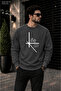 Men's Life Is Short Saat Mimarisi Graphic Printed Crew Neck Casual Regular Fit Sweatshirt