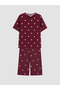 Burgundy Polka Dot Women's Capri Pajama Set - 5
