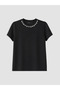 Black Crew Neck Beaded Embroidered Blouse - 5