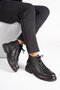 Genuine Leather Men's Boots Lace-Up Zippered Casual Winter Cold Resistant Poly Sole Inner Outer Genuine Calf Leather Black - 6