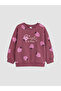 Plum Printed Girls' Thick Sweatshirt