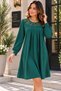 Timeless Elegance – Women's Long Sleeve Lace Detailed Pleated Front Comfortable Fit Crepe Dress - 4