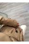 High Collar Buttoned Waist-Tied Trench Jacket - 7