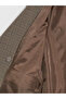 Brown Double-Breasted Collared Plaid Women's Blazer Jacket - 8