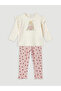 Ecru Rabbit Printed Baby Girl Set - 3