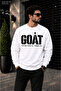 Men's Goat God over All Things Typographic Print Crew Neck Casual Regular Fit Sweatshirt