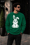 Men's Cool Bunny Rabbit Printed Crew Neck Casual Regular Fit Sweatshirt with Glasses