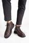 Genuine Leather Men's Boots Lace-Up Zippered Casual Winter Cold-Resistant Poly Sole Inner and Outer Genuine Calf Leather Brown - 2