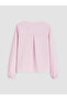 Pink Crew Neck Striped Tie-Back Blouse - 6