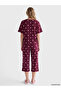 Burgundy Polka Dot Women's Capri Pajama Set - 4